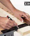 Heavy Duty Metal Mechanical Carpenter Pencil Set With Six Refills And Integrated Sharpener Deep Hole Design used on wood for precise marking.