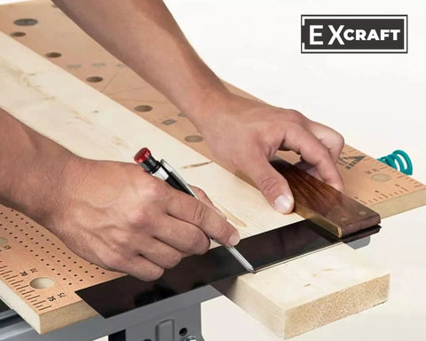 Heavy Duty Metal Mechanical Carpenter Pencil Set With Six Refills And Integrated Sharpener Deep Hole Design used on wood for precise marking.