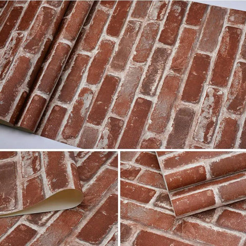 Easy Peel And Stick Rustic Red Brick Wallpaper Vinyl Self Adhesive For Walls And DIY Decor Waterproof Contact Paper detail view