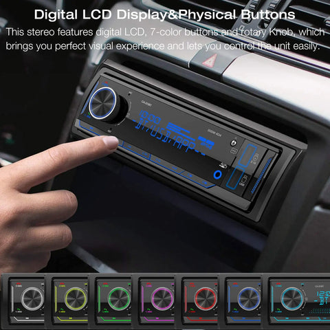 Marine Bluetooth Car Stereo Receiver With Digital LCD Display FM AM Radio USB SD AUX MP3 Player 2A Quick Charge App Remote