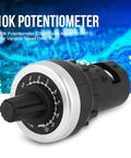 Panel Mount 10K Potentiometer For Variable Speed Drives VSD VFD Inverter Control Rotary Knob, Easy Screw Terminal Install, No Soldering Needed, Exponential D Type Adjustment For Precise Speed Tuning, 22mm black plastic knob