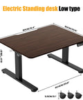 Electric Standing Desk Lifts Adjustable Height From 18.9 To 29.5 Inches With Lockable Wheels And Smooth Motor For Home Office Ergonomic Computer Desk Setup Easy One Touch Control, showing low type with dimensions.