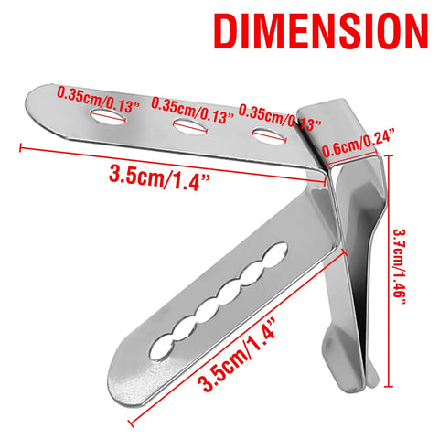 Dimensions of Stainless Steel Thermometer Probe Clip Holder For BBQ And Grill Three Hole Ambient Temperature Clamp shown