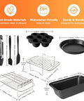Dual Basket Air Fryer Accessories Set Of 10 For Dual Zone 8 Quart And Larger Fryers DZ201 DZ401 with cake pan, egg mold