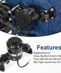 Bulletproof High Flow Electric Water Pump Setup For Big Block Chevy BBC 396 427 454 502 shown mounted with black aluminum casing.