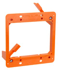 Low Voltage Dual Gang Mounting Bracket For Drywall Backless Old Work Wall Plate, 2-Gang, PVC, angled view, easy install