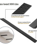 Rock Solid 16 Inch Countertop Support Brackets 4 Pack Tough As Nails Steel Knee Wall Braces showing countersunk screw holes and beveled edge.