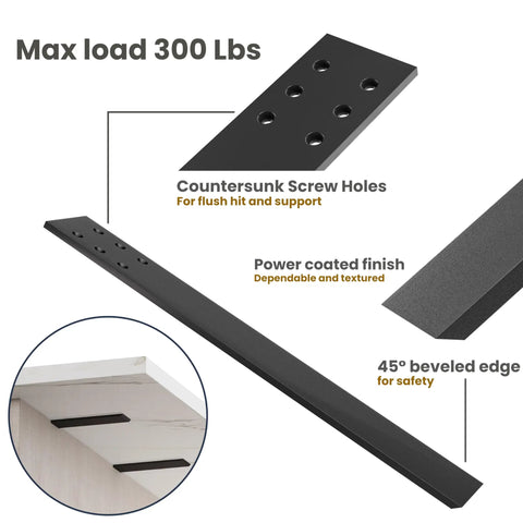 Rock Solid 16 Inch Countertop Support Brackets 4 Pack Tough As Nails Steel Knee Wall Braces showing countersunk screw holes and beveled edge.