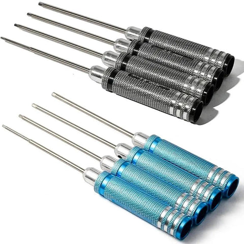Black and blue 1.5mm Hex Screwdriver Bit Set 4 Piece Precision Pro Grade Anti Stripping Allen Key Bits Heavy Duty Steel