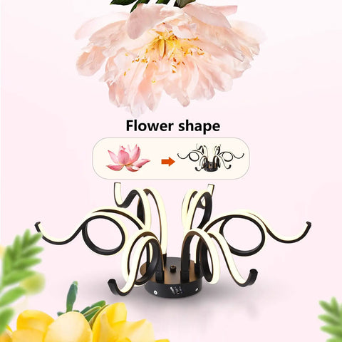 Six Light Dimmable LED Ceiling Light Fixture With Octopus Geometric Design Semi Flush Mount Chandelier in flower transition