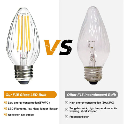 Comparison of 8W LED Porch Light Bulb Dimmable 2700K Warm White E26 vs Incandescent Bulb