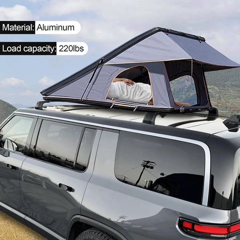 Premium Aluminum Roof Rack Cross Bars For Rivian R1S Vehicles 2022 To 2025 Featuring Locking Keys Heavy Duty Build No Sweat Installation Great For Hauling Camping Gear Weekending Trips