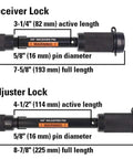 Keyed Alike Five Eighth Inch Trailer Hitch Lock Set For Adjustable Channel Mounts With Double Safety Heavy Duty Tow Hitch Receiver Locking Pins Fits Class Three Through Five Hitches featuring receiver and adjuster locks
