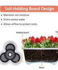 Cross-section view of Five Tier Vertical Garden Planter With Wheels Self Watering Stackable Plant Stand For Strawberries Herbs Flowers And Vegetables Space Saving Indoor Patio Garden White, showing soil-holding board design