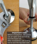 Installation of 2 Pack Heavy Duty Bed Frame Slat Support Leg with wrench and screw adjustment.