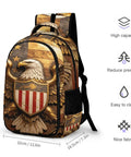 Heraldic Shield Print Backpack For Everyday Use, Unisex Large Capacity Daypack with a dope eagle emblem and durable polyester.