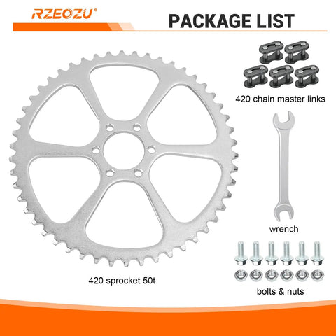 50 Tooth Rear Sprocket For 420 Chain Compatible With Coleman CT100U CC100X RB100 Baja DB30 Mega Moto MMB80 MMB105 Motovox MBX10 MBX11