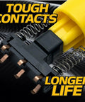20 Amp OEM Upgrade Clutch PTO Switch Replaces GY20939 GY22356 LA130 LA140 LA145 LA150 LA155 LA165 LA175 For Lawn Tractors And Mowers High Durability 100000 Cycle Life. close-up of black and yellow PTO switch contacts