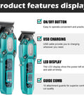 Cordless Barber Clipper And Trimmer Set For Men With 10 Guide Combs USB Rechargeable LED Display And Precise Cutting