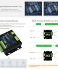 Rugged USB To RS232 RS485 TTL Isolated Converter With FT232RL Protection Aluminum Enclosure Built For Tough Industrial Control Panels And Equipment In Harsh Environments, black metal case