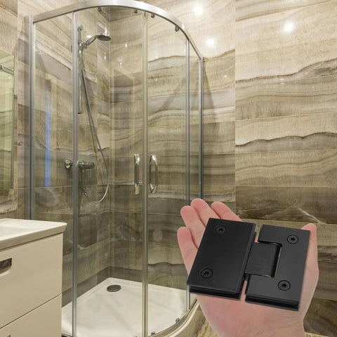 304 Stainless Steel Shower Door Hinges 180 Degree Glass Clamp For Frameless Bathroom Doors Matte Black