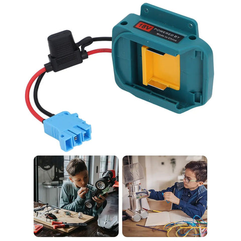 Battery Adapter And Conversion Kit With Wire Harness Connector And Fuze Holder For 18V LiIon Batteries Such As BL1850 BL1860 Perfect For Kids Ride On Cars Blue Connector Easy DIY Power Up