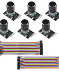 Six Piece KY 040 Rotary Encoder Module Kit with Knob Cap 360 Degree Detent Encoder Push Button Reset 5V Powered Includes Breadboard Wires