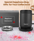 Top Shelf Self Heating Coffee Mug With Precise One Degree Temperature Control Smart Cup including spill resistant lid and rechargeable charging base for your daily grind, 16 oz, black, with box.