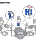 Two Hole 1 Inch Aluminum Underwater Camera Clamp Ball Mount Set attached to diving gear with multiple lights