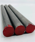 1 Inch Diameter Cold Rolled Round Steel Bar Pack Of 3 For Welding, Machining, Drilling And Fab Work Low Carbon 1018 Grade Steel For Bends, Forming, Gears, Pins And Precision Parts, three bars with red cut ends