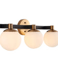 24 Inch Brass Gold And Black Dope Modern Globe LED Vanity Wall Sconce Light With White Frosted Glass Shade For Bathroom Kitchen Hallway Mid Century Art Deco Style Lighting Fixture