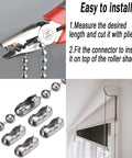 10 Beaded Ball Chain 4.5mm 16.4 Feet Spool With 8 Connector Clasps, showing installation instructions and close-up of connectors.