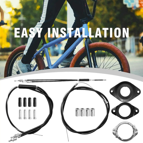 BMX Gyro Front And Rear Brake Cable Kit with upper and lower cables, spinner rotor, wires, and housing for 20 inch bikes