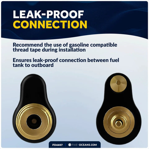 Brass 1/4 Inch NPT Male Fuel Tank Connector For OMC Johnson Evinrude, 2 Prong Tank End Connector, leak-proof design