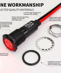 12mm Red LED Indicator Light Waterproof IP67 Pilot Lamp For Cars And Industrial Equipment, 5V 12V 24V Compatible, 2 Pack With 20cm Lead Wires, Built Tough Metal Housing Dash Mount Perfect For Auto Marine And Panel Installs. red 12mm metal housing indicator with wires and nuts