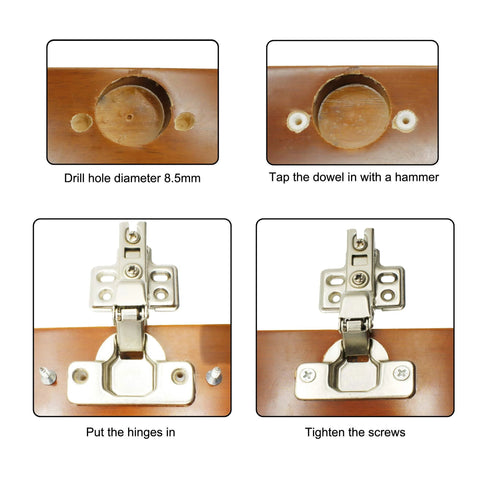 Plastic Hinge Dowel Inserts With Screws 100 Pack for Cabinet Repair in Composite Wood installation guide