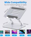 Adjustable Laptop Stand For Desk With Ergonomic Design, Ventilated Cooling, Foldable Metal Riser, fits 10-15.6 inch laptops