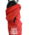 Go To Gate Check Stroller Bag For Umbrella Strollers Travel Bag For Airplane Fits Most Single Umbrella Baby Strollers Airport Essentials For Gate Check Flying Essentials Red, red bag covering stroller handles visible