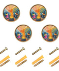4 Pack Witchy Potions Cauldron Cabinet Knobs And Drawer Pulls Vintage Open Fire Theme 32mm Zinc Alloy Hardware with screws