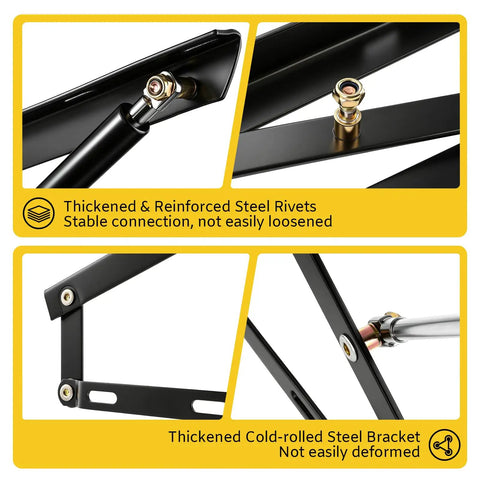 Close-up of Thickened Steel Bracket and Rivets for Rugged Steel Bed Lift Mechanism For RV Sofas And Tatami Bunks Got You Cover.