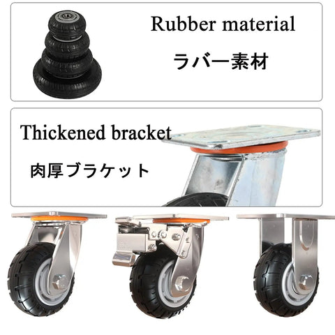 Built Tough 4 Inch Heavy Duty Rubber Casters Set Two Locking Swivel Wheels Plus Two Fixed Rollers Quiet Non Marking Industrial Casters For Workshop Carts And Heavy Hauler Setup