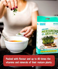 Woman using DIY Microgreen Grow Kit Six Grow Variety Pack For Organic Non GMO Pesticide Free Home Kitchen Garden Easy Setup
