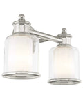 Transitional Two Light Bath Vanity Light In Polished Nickel Finish From Middlebush Collection, 14.5 in wide, wall mount fixture