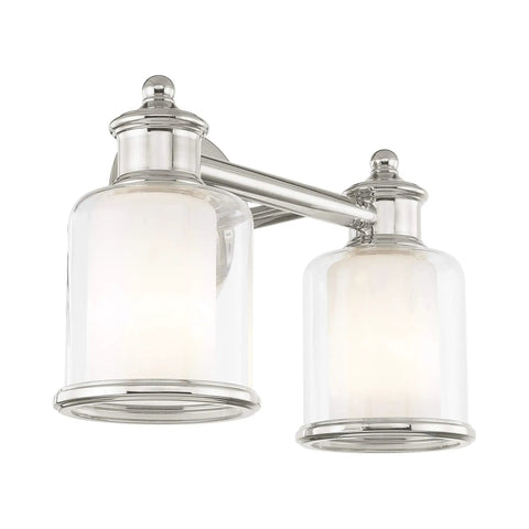 Transitional Two Light Bath Vanity Light In Polished Nickel Finish From Middlebush Collection, 14.5 in wide, wall mount fixture