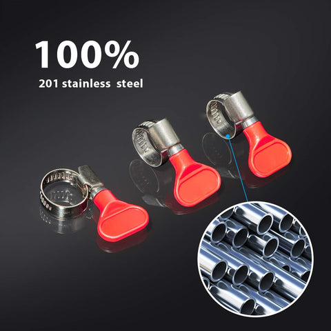 Stainless Steel Worm Gear Hose Clamps Set For Home Brewing And Plumbing 10 To 16 mm Adjustable Beer Line Clamps With Plastic Handle