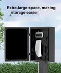 Locked Down Tight Heavy Duty EV Charger Shelter Build Like A Tank Weatherproof Floor Pedestal with extra-large storage space open.