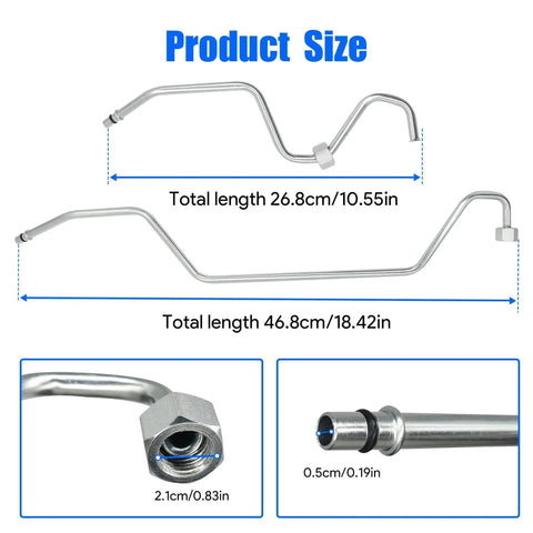 Rack Pinion Transfer Lines Hard Lines Kit Direct Fit For 2008 Through 2014 GMC And Chevrolet Yukon Sierra Tahoe Suburban Avalanche Silverado Cadillac Escalade ESV Includes 15254059 15254058 Plug And Play Ready Heavy Duty Upgrade, 46.8cm line