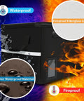 Fireproof File Box With Lock For 5200 Degree Fahrenheit Heat Safe Storage Anti Static Fiberglass Document Organizer with waterproof features and fireproof fiberglass lining.