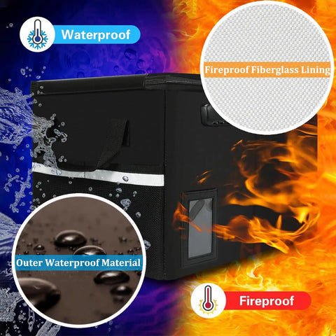 Fireproof File Box With Lock For 5200 Degree Fahrenheit Heat Safe Storage Anti Static Fiberglass Document Organizer with waterproof features and fireproof fiberglass lining.