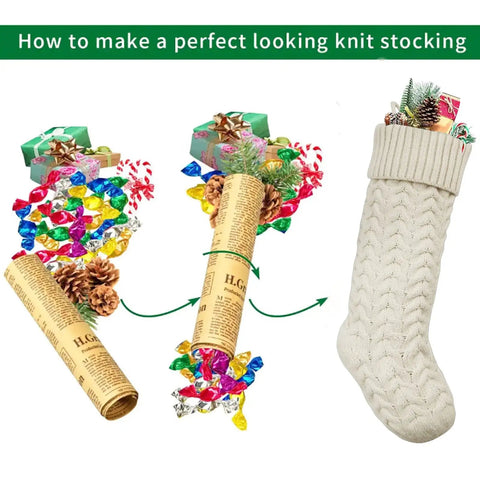 Cozy Knitted Christmas Stocking Gift Bags For Candy Treats And Small Gifts Door Window Wall Decor Holiday Stocking Decorations